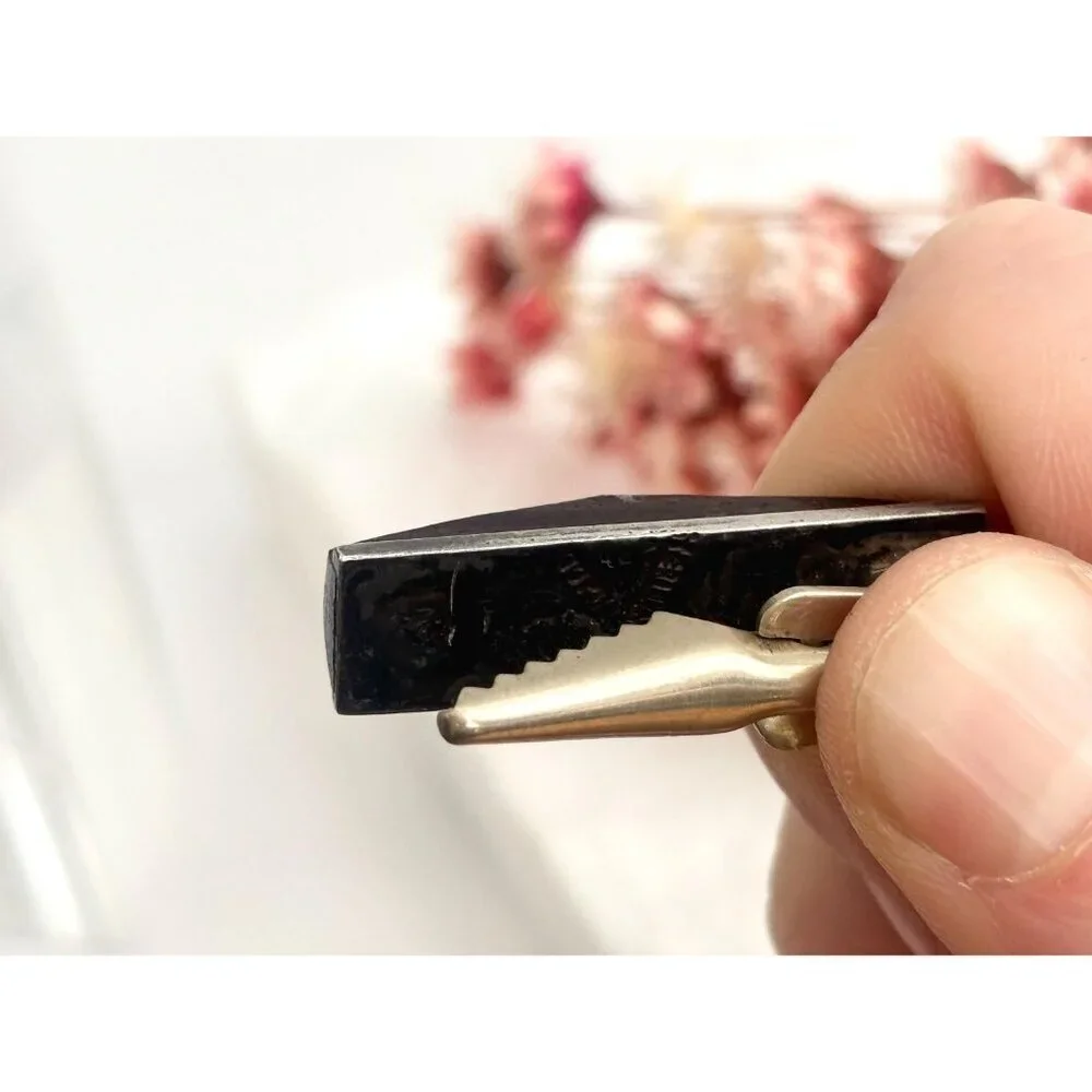 Taxco, Mexico Sterling Silver Dark Wood Short Vintage Men's Tie Bar | Tie Clip